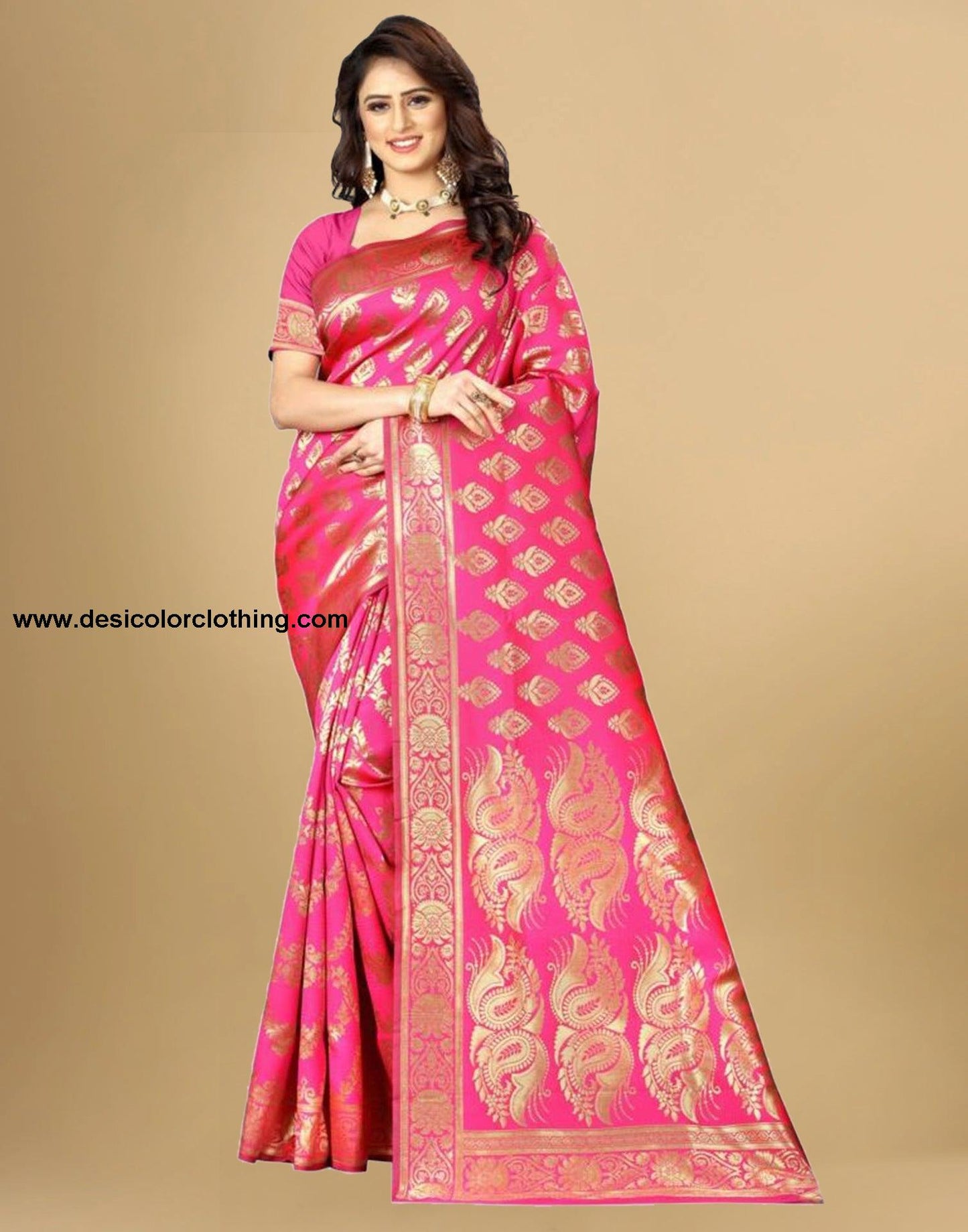 Pink Banarasi Silk Saree