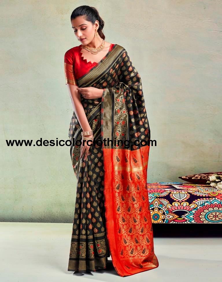 Black Silk Woven Saree