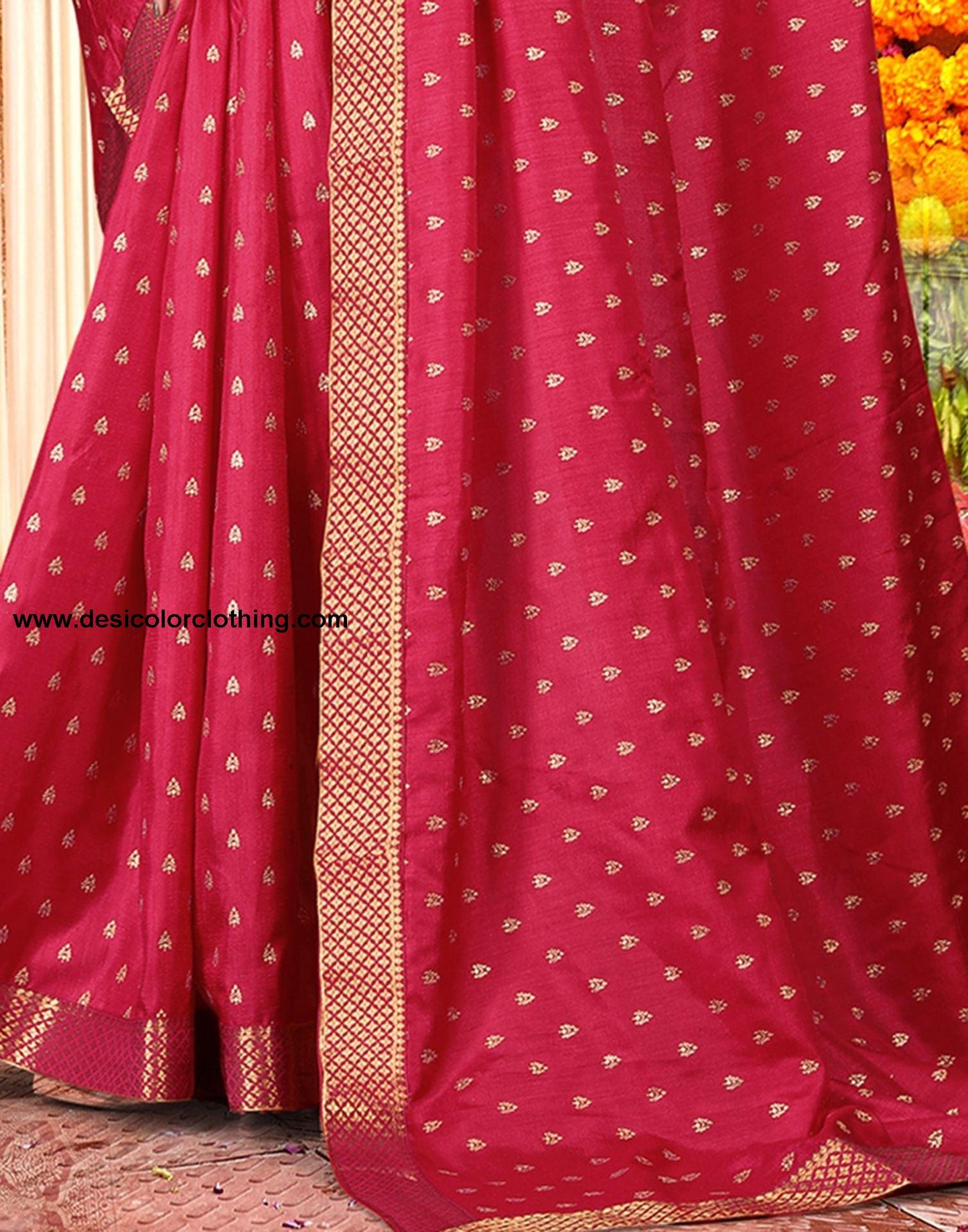 Pink Printed Silk Saree