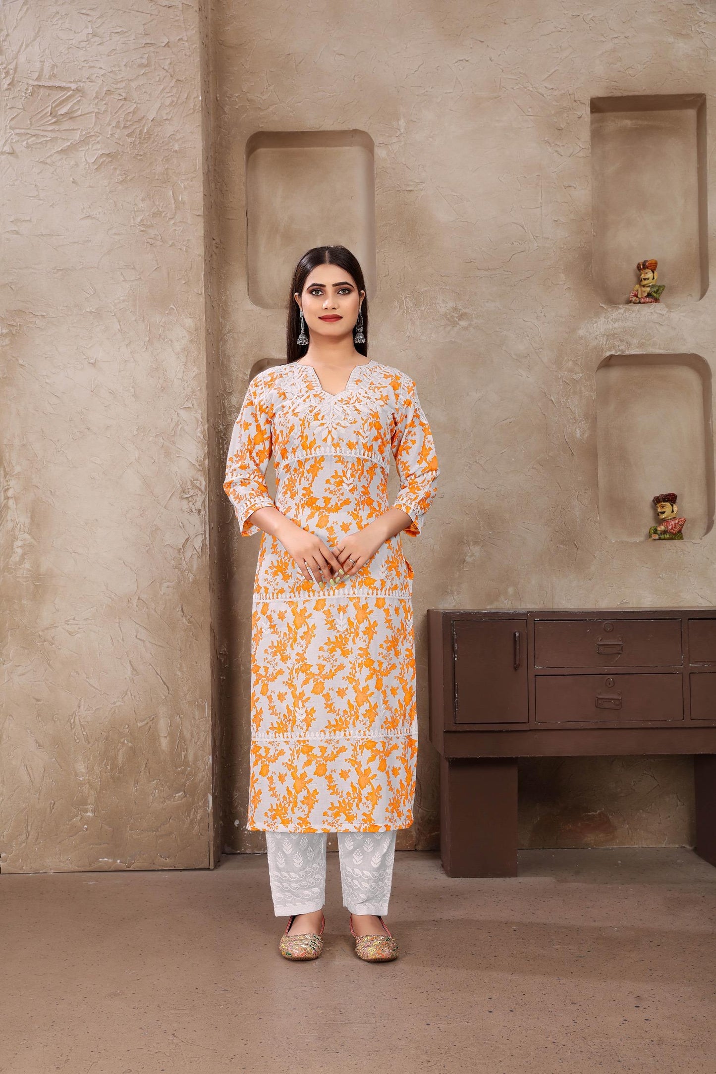 Product Image - Elegant Chikankari Kurti Plazoo - Premium Georgette Fabric for Festive Wear