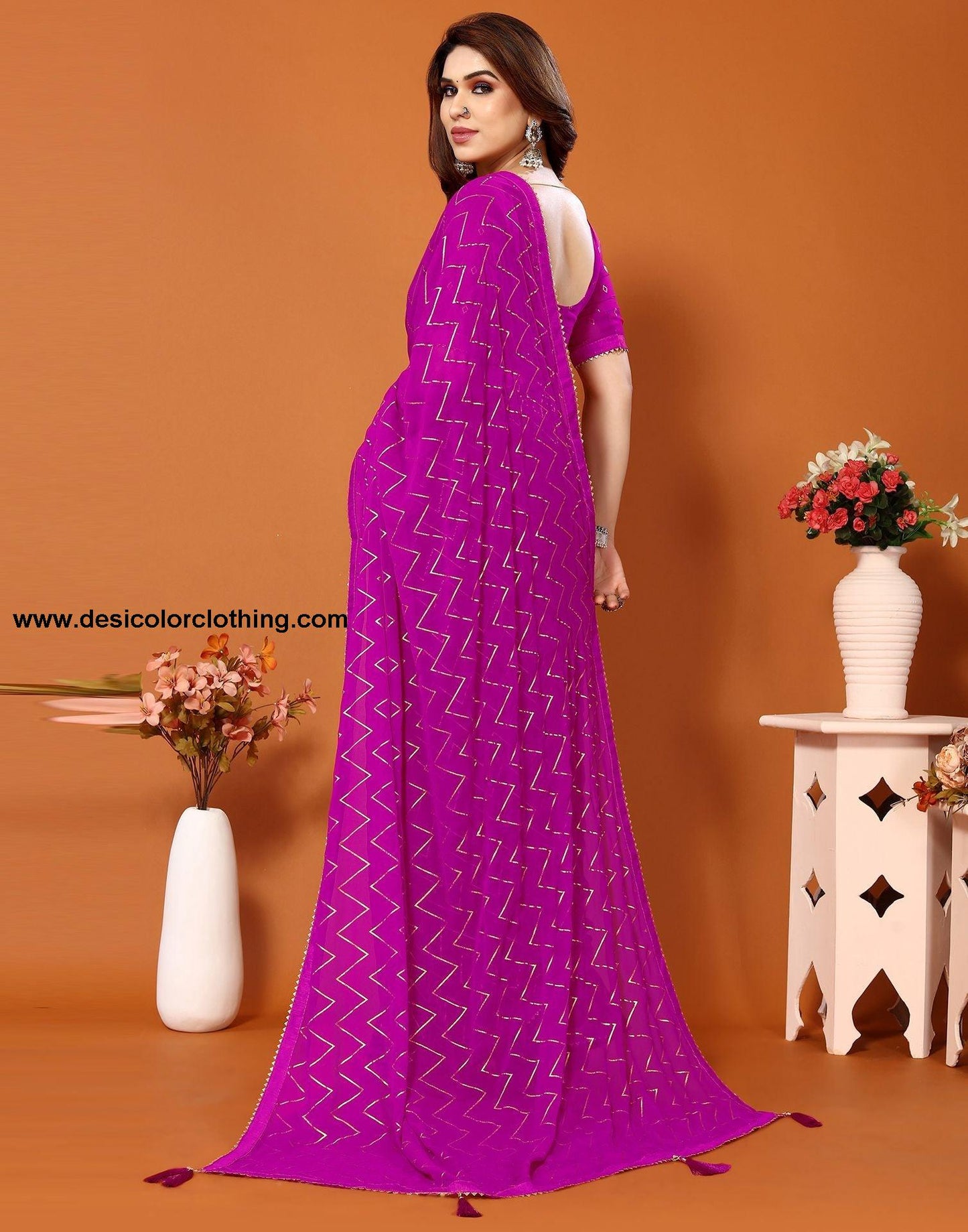 Pink Printed Saree