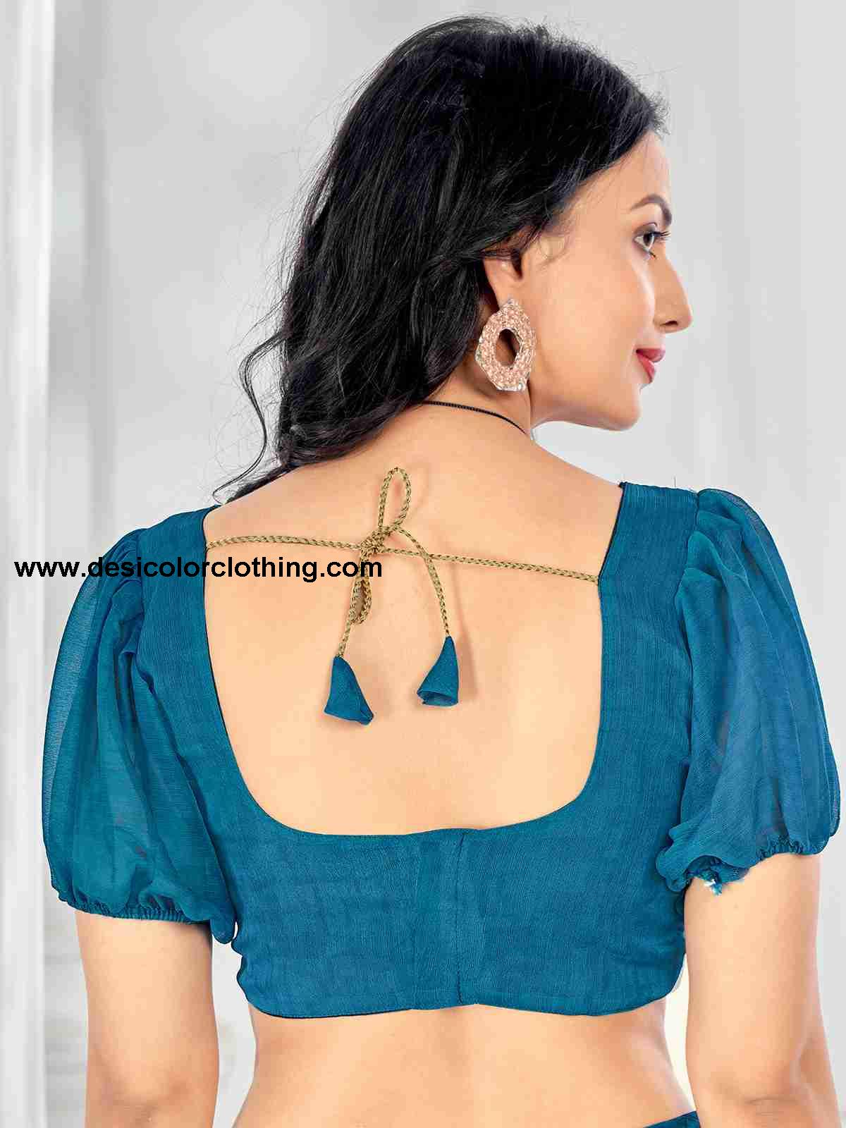 Blue Chiffon Printed Saree
