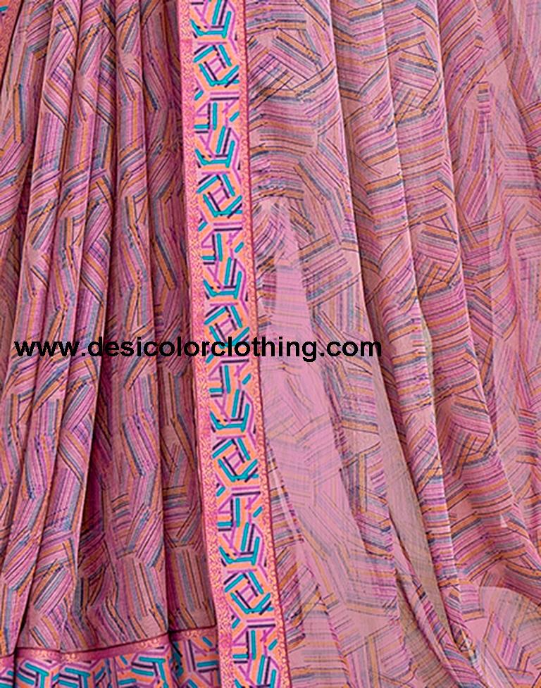 Dusty Purple Chiffon Printed Saree