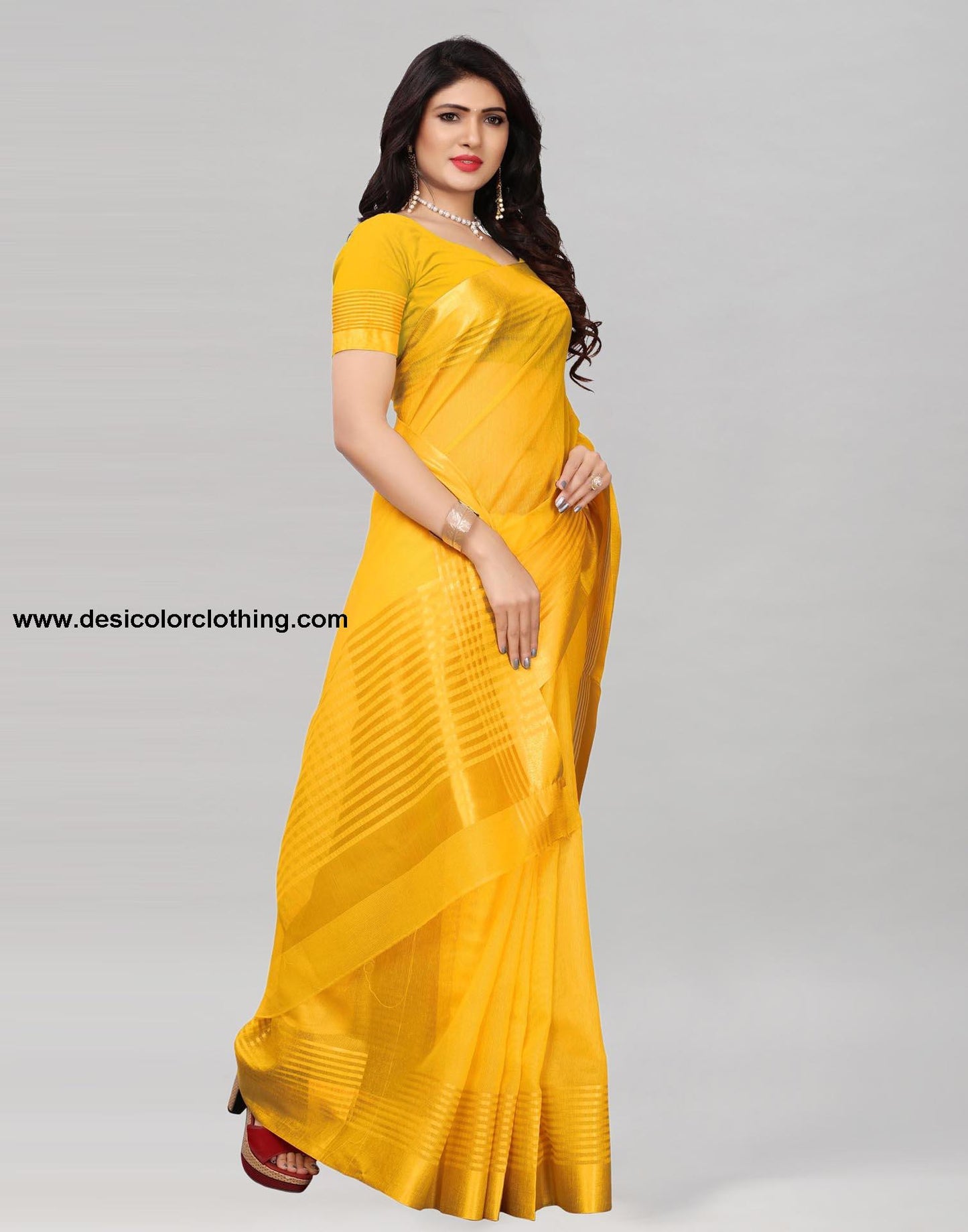 Yellow Cotton Silk Saree | 807S5