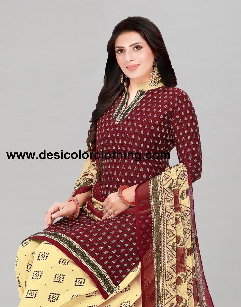 Printed Polyester Unstitched Salwar Suit Material