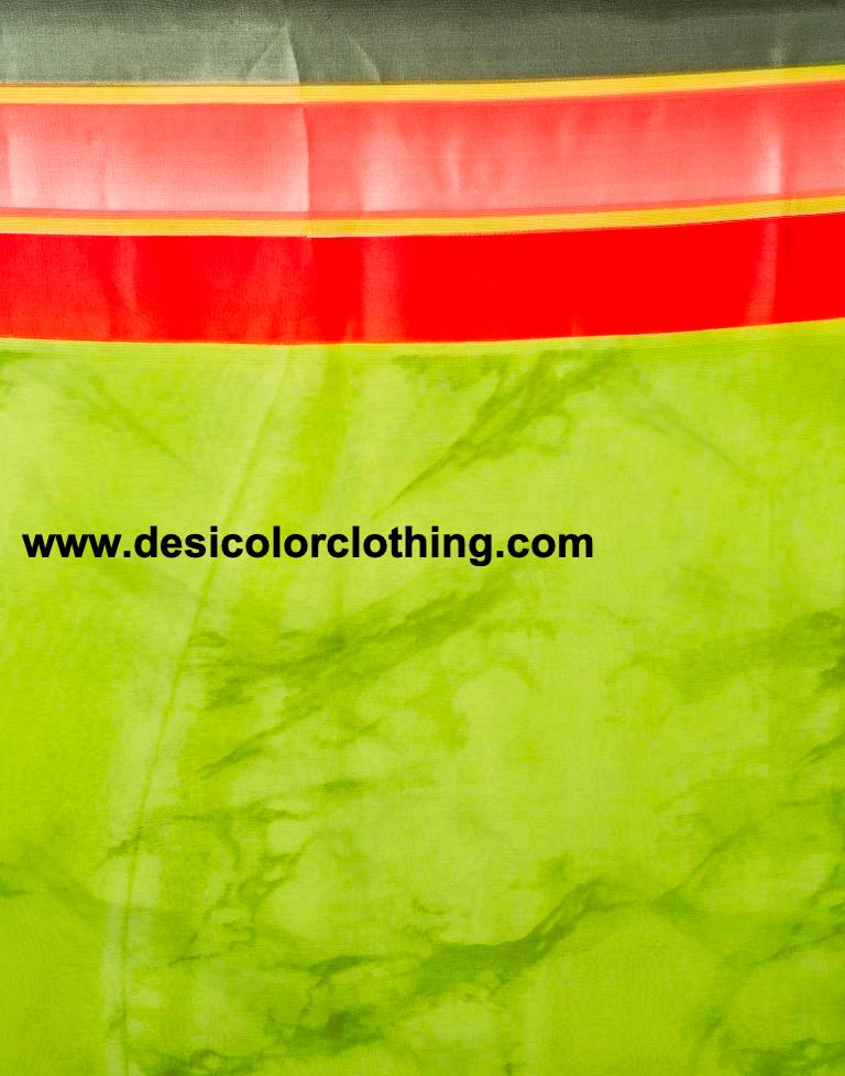 Parrot Green Georgette Printed Saree