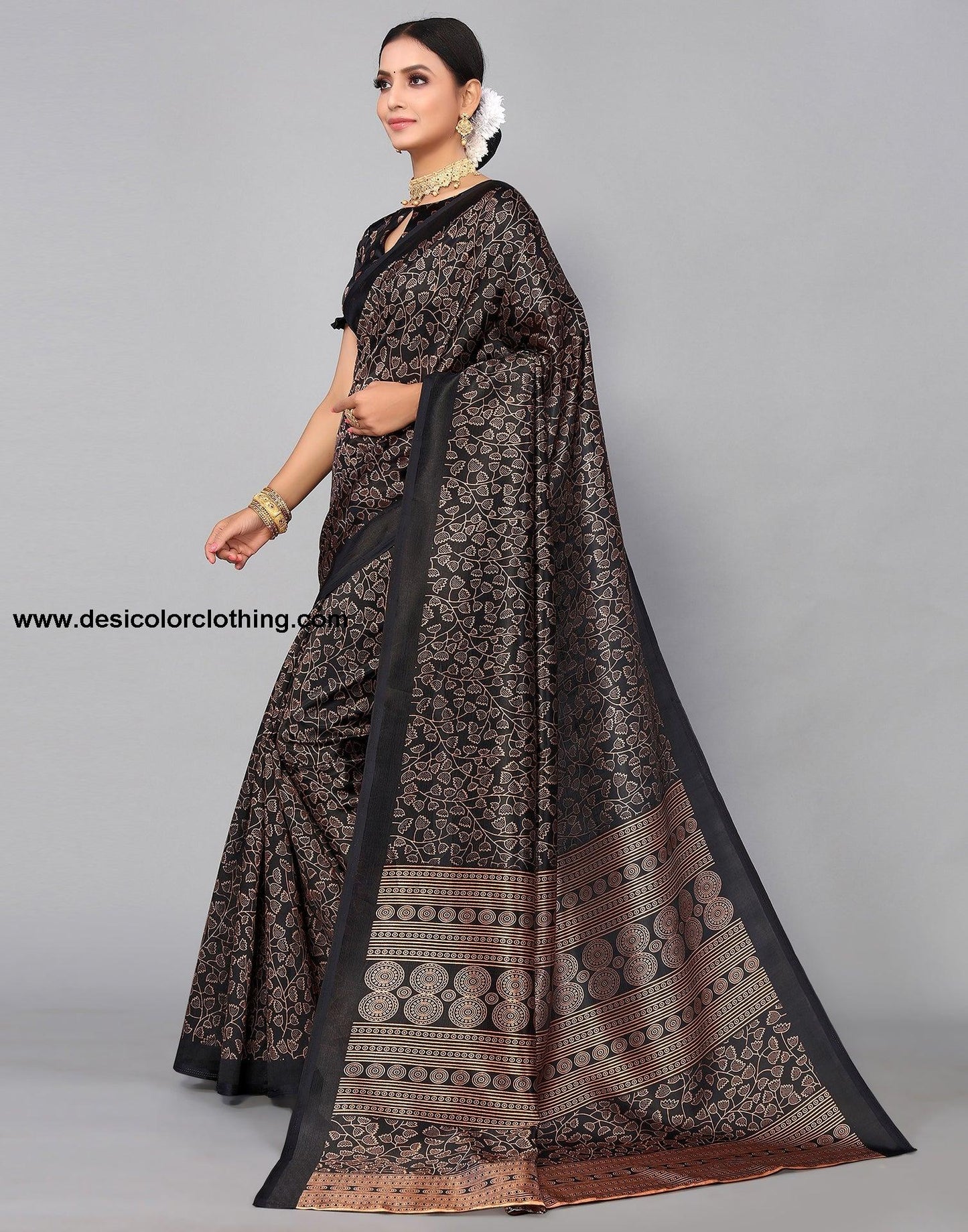 Black Silk Printed Saree