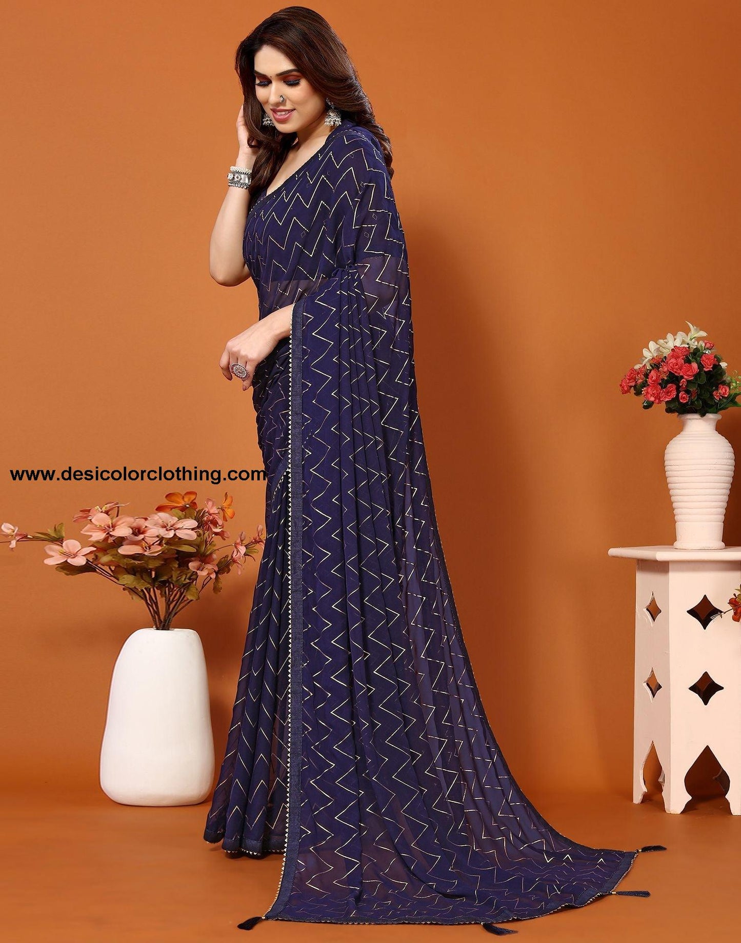 Blue Printed Saree