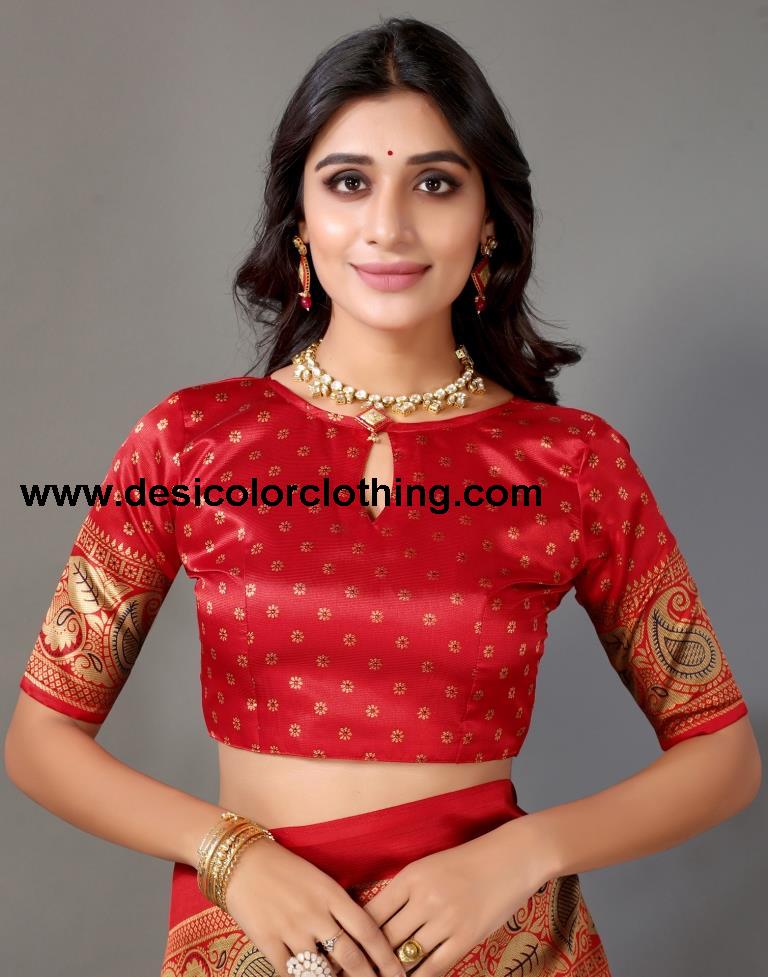 White And Red Silk Saree