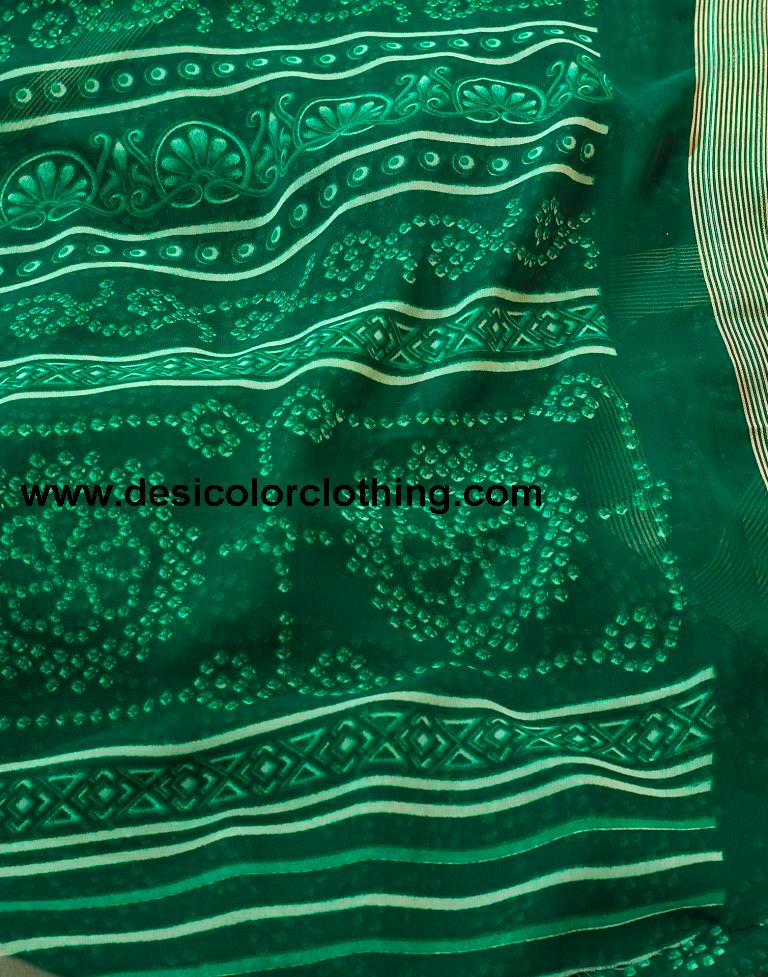 Bottle Green Georgette Bandhani Sarees
