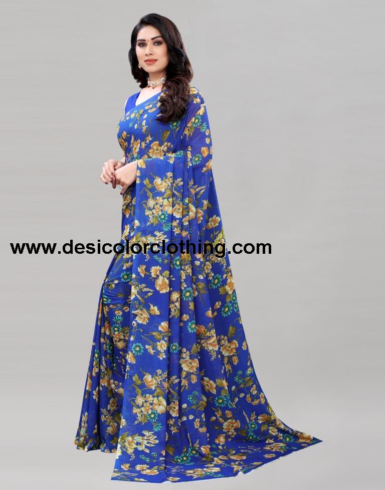 Royal Blue Printed Saree | 2082S644