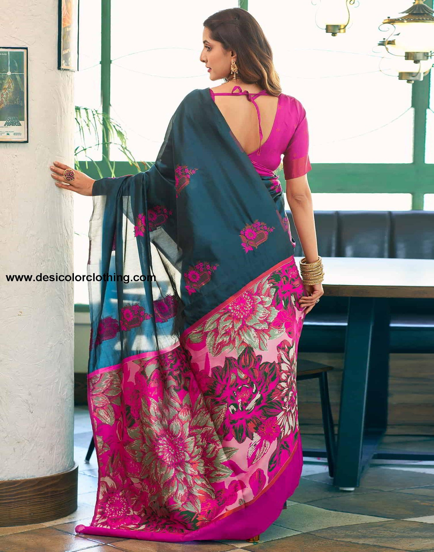 Blue Banarasi Silk Woven Saree
