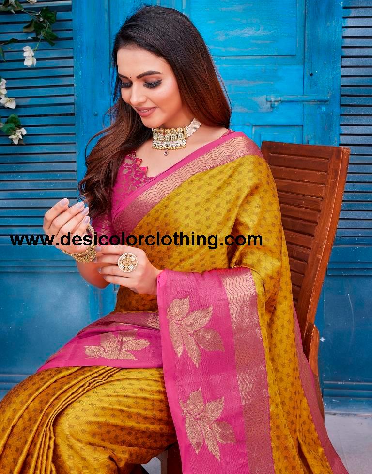 Orange Silk Woven Saree