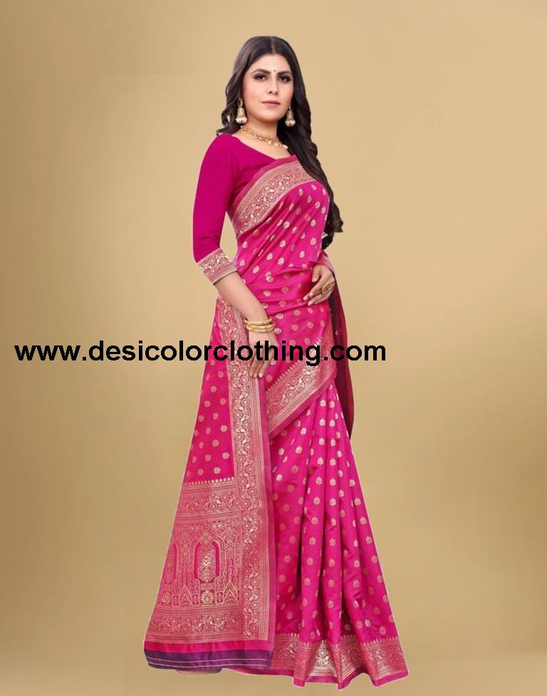 Pink Banarasi Silk Saree