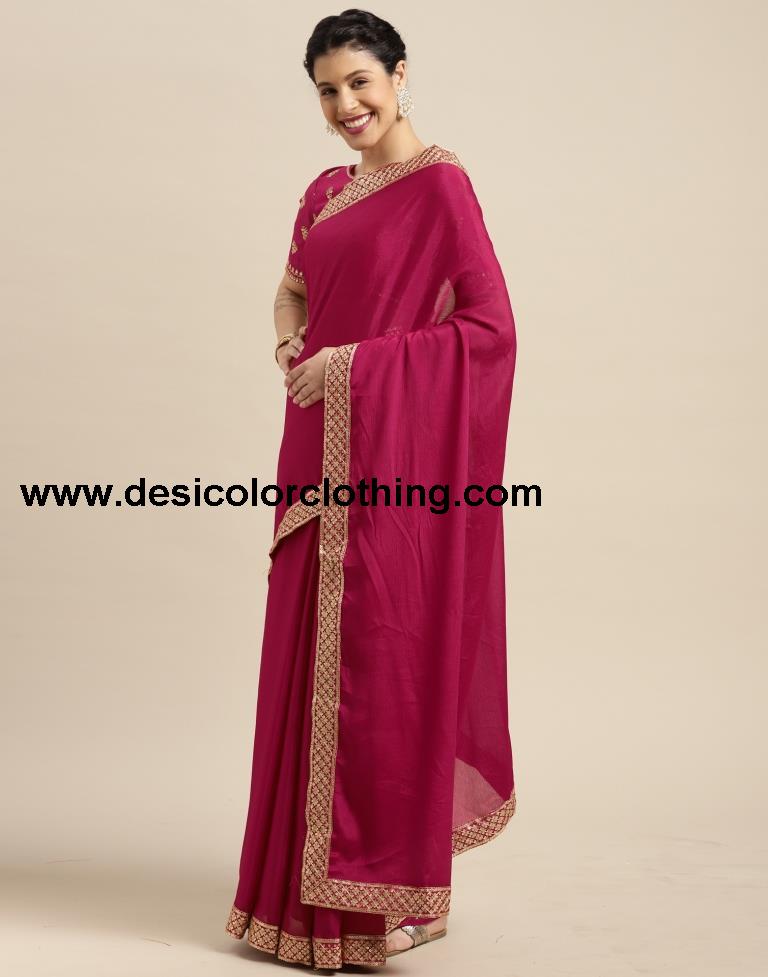 Cherry Pink Silk Saree