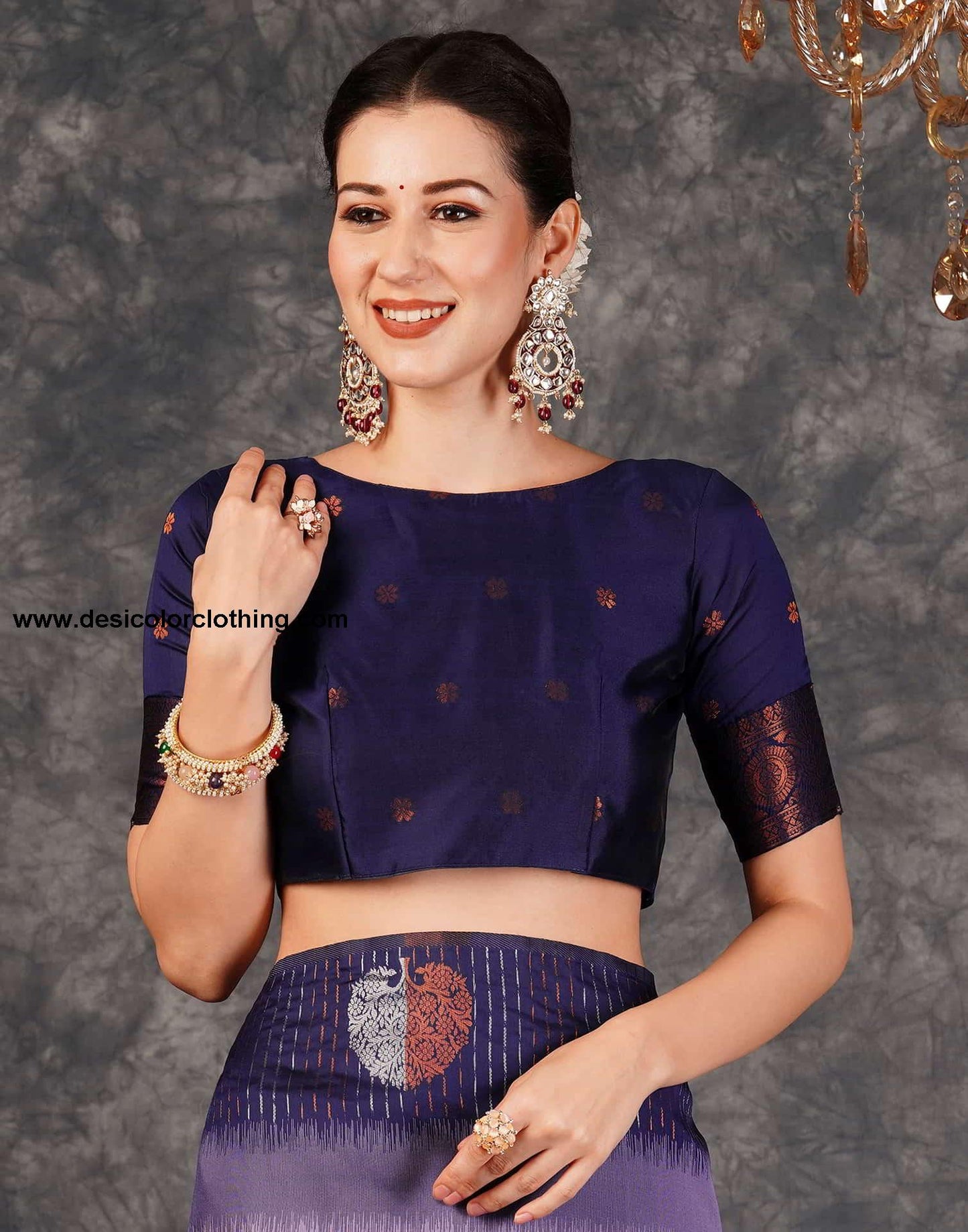Blue Banarasi Silk Woven Saree