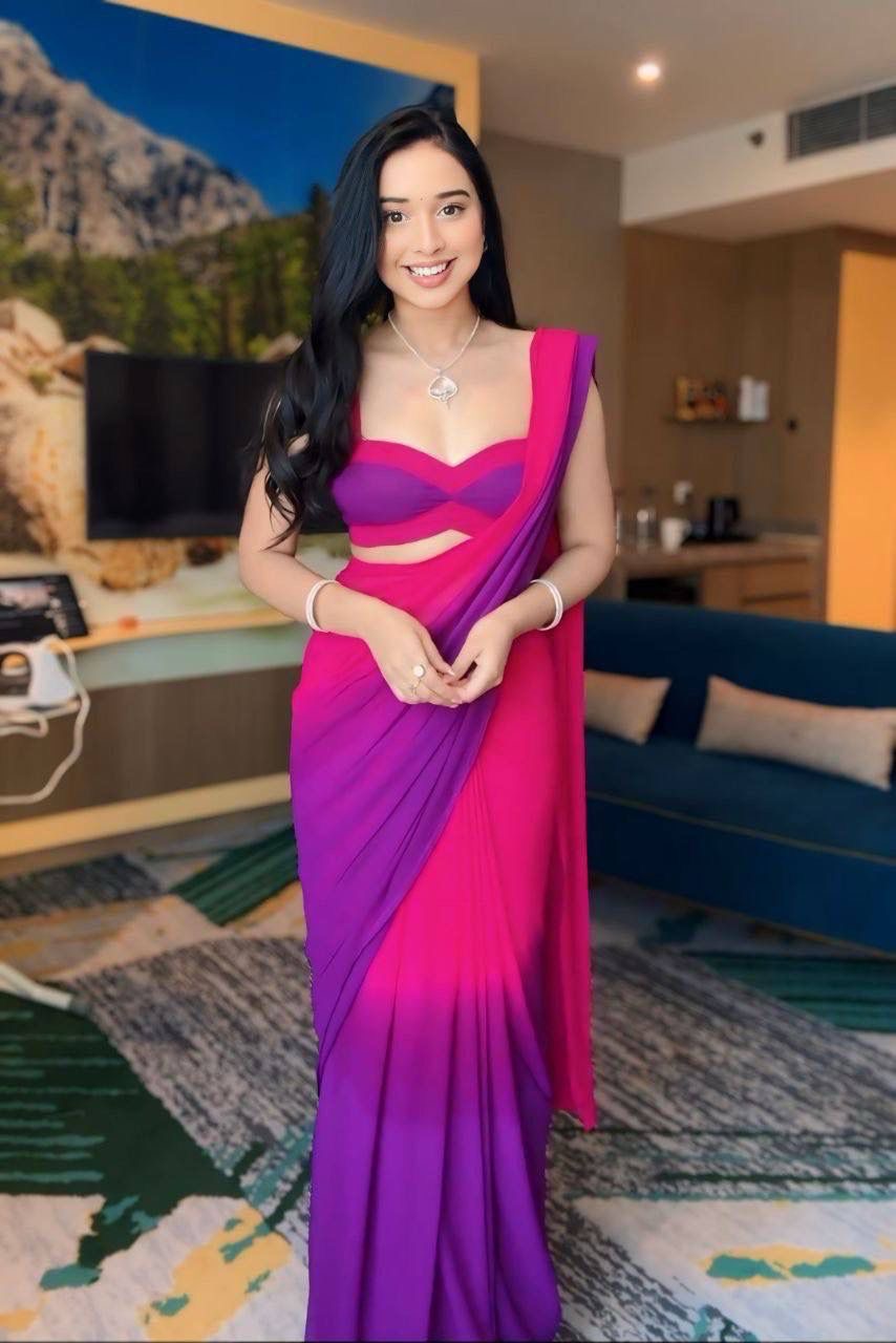 Ready To Wear 1-Minute Georgette Saree – Digital Print