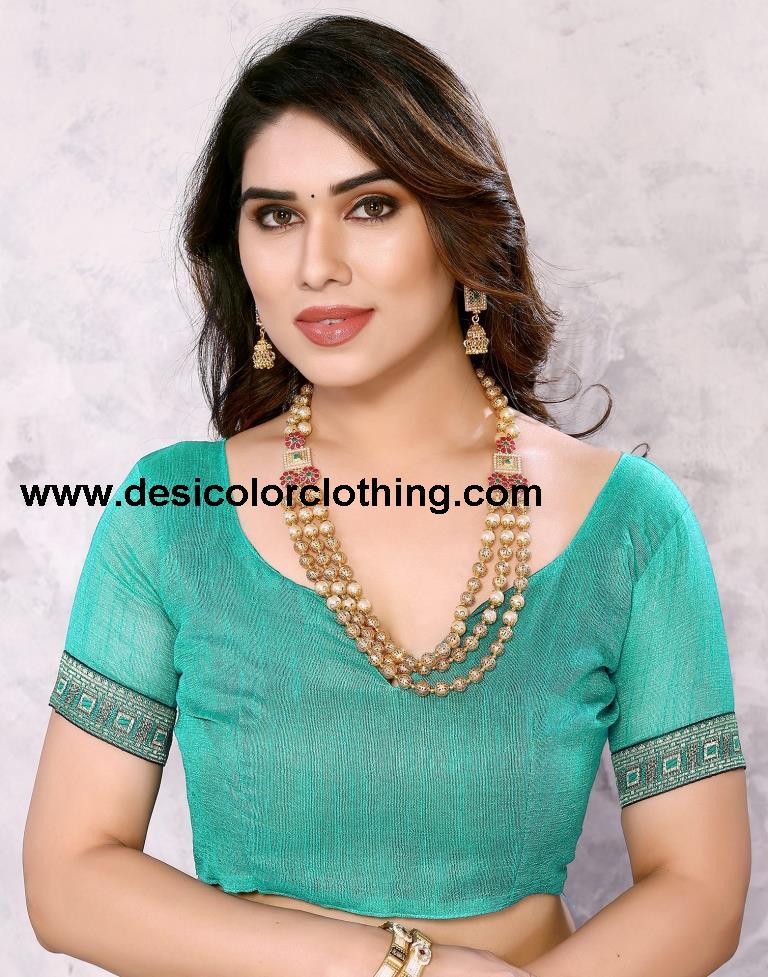 Rama Green Chiffon Printed Saree