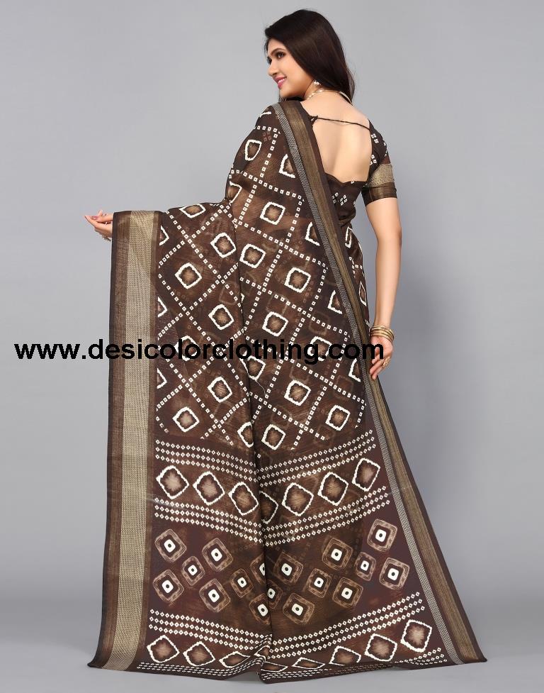 Brown Cotton Saree
