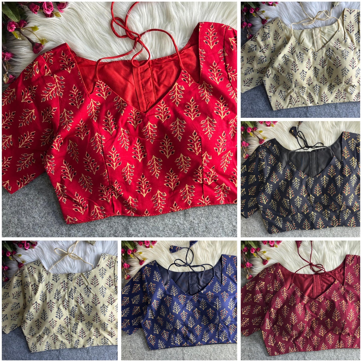 Product Image - Pure Ajrakh Cotton Halter Neck Blouse