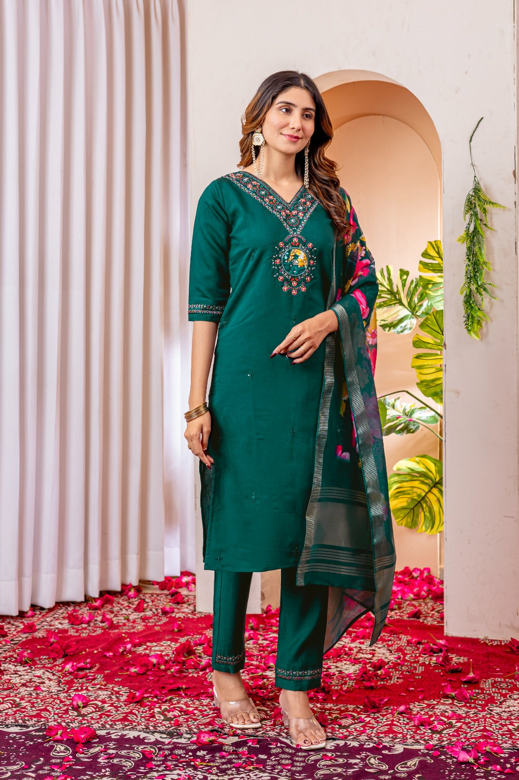 Product Image - Designer Straight Kurti Pant Dupatta Set - Festive Attire