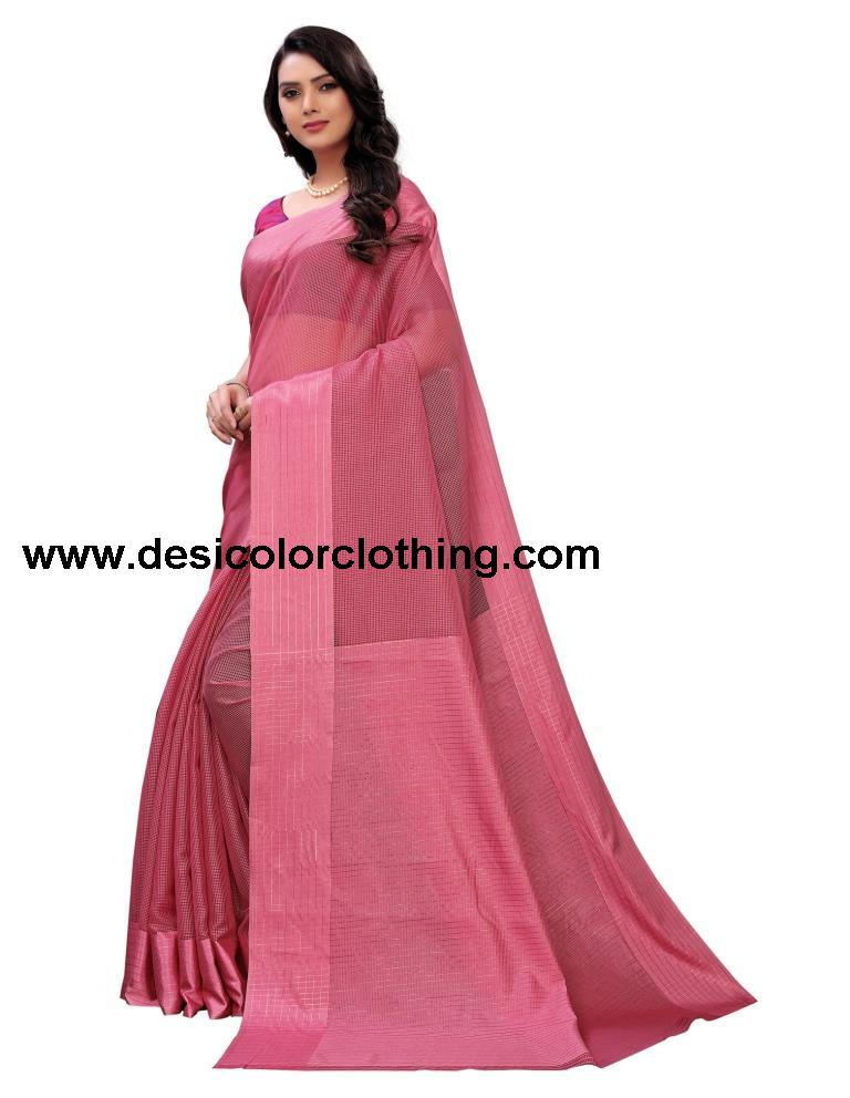 Watermelon Pink Coloured Poly Silk Self Design Partywear saree | SLV1529S106