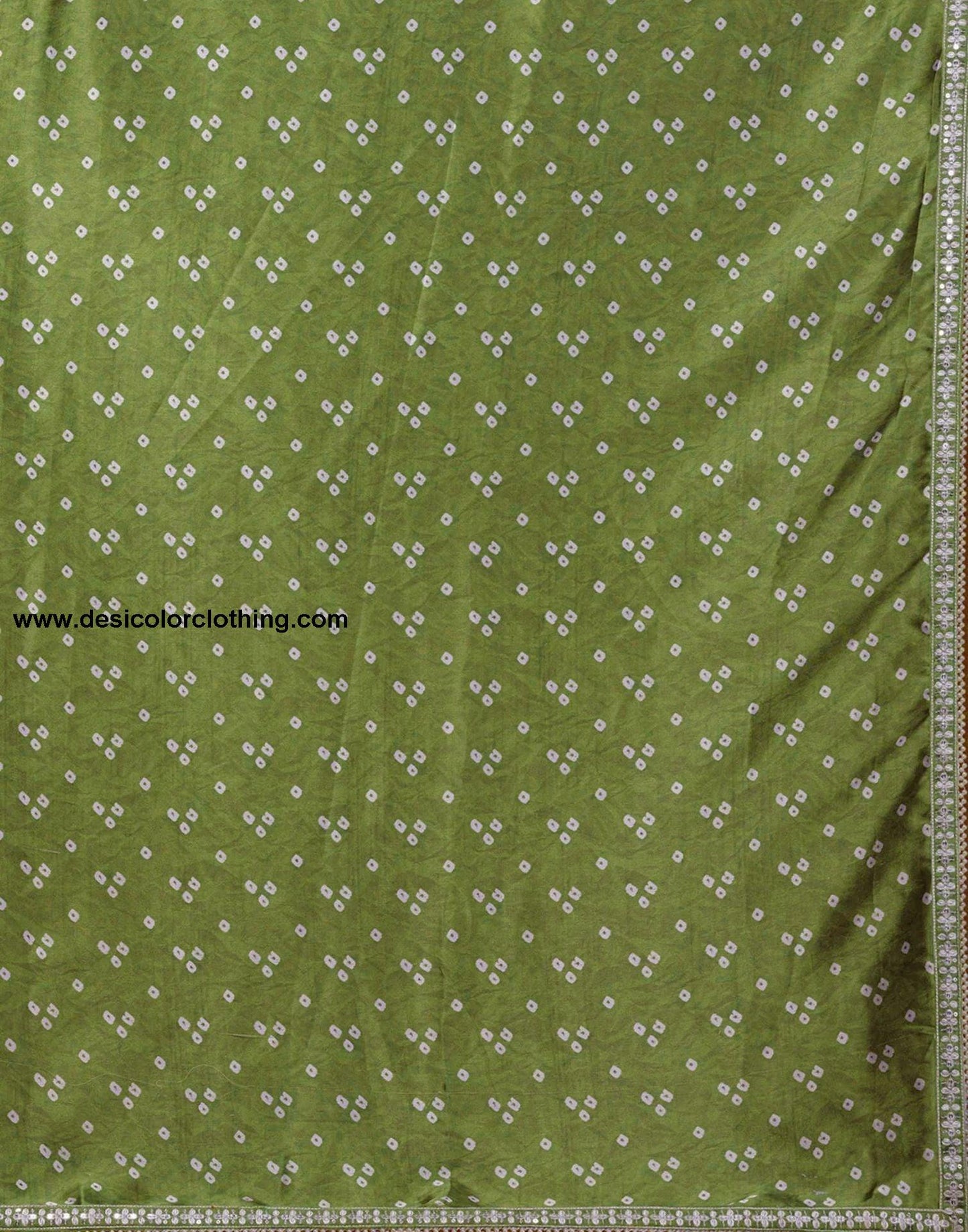 Olive Green Silk Bandhani Saree