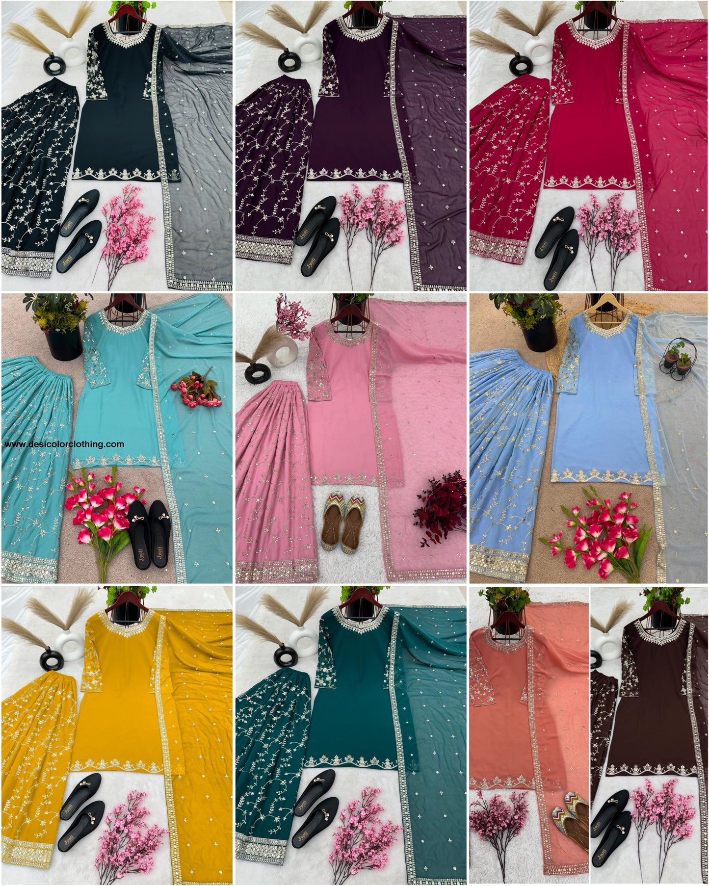 Party Wear Look Top-Plazzo and Dupatta With Heavy Embroidery Work
