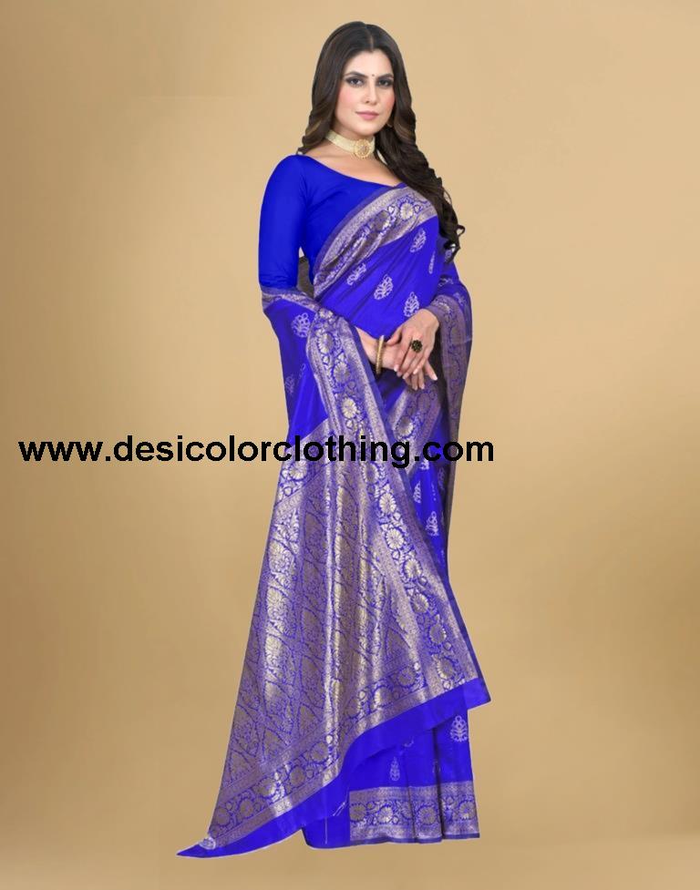 Royal Blue Jacquard Banarasi Silk Saree