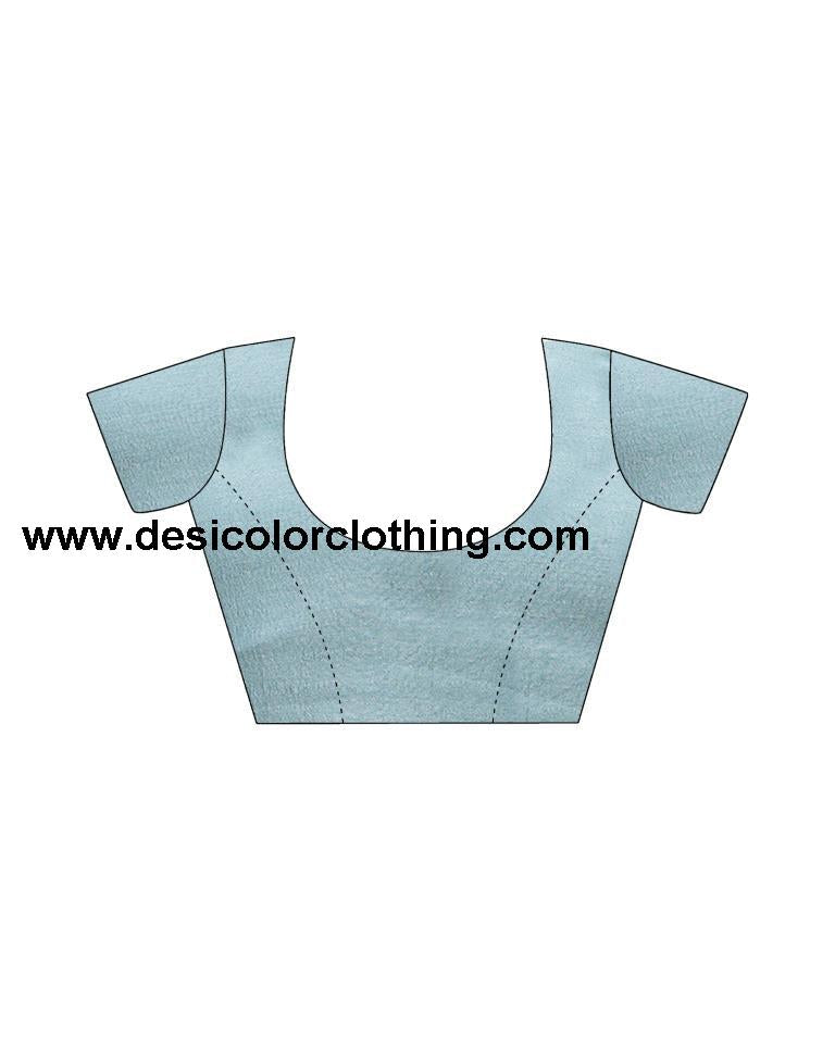 Pastel Blue Plain Silk Saree