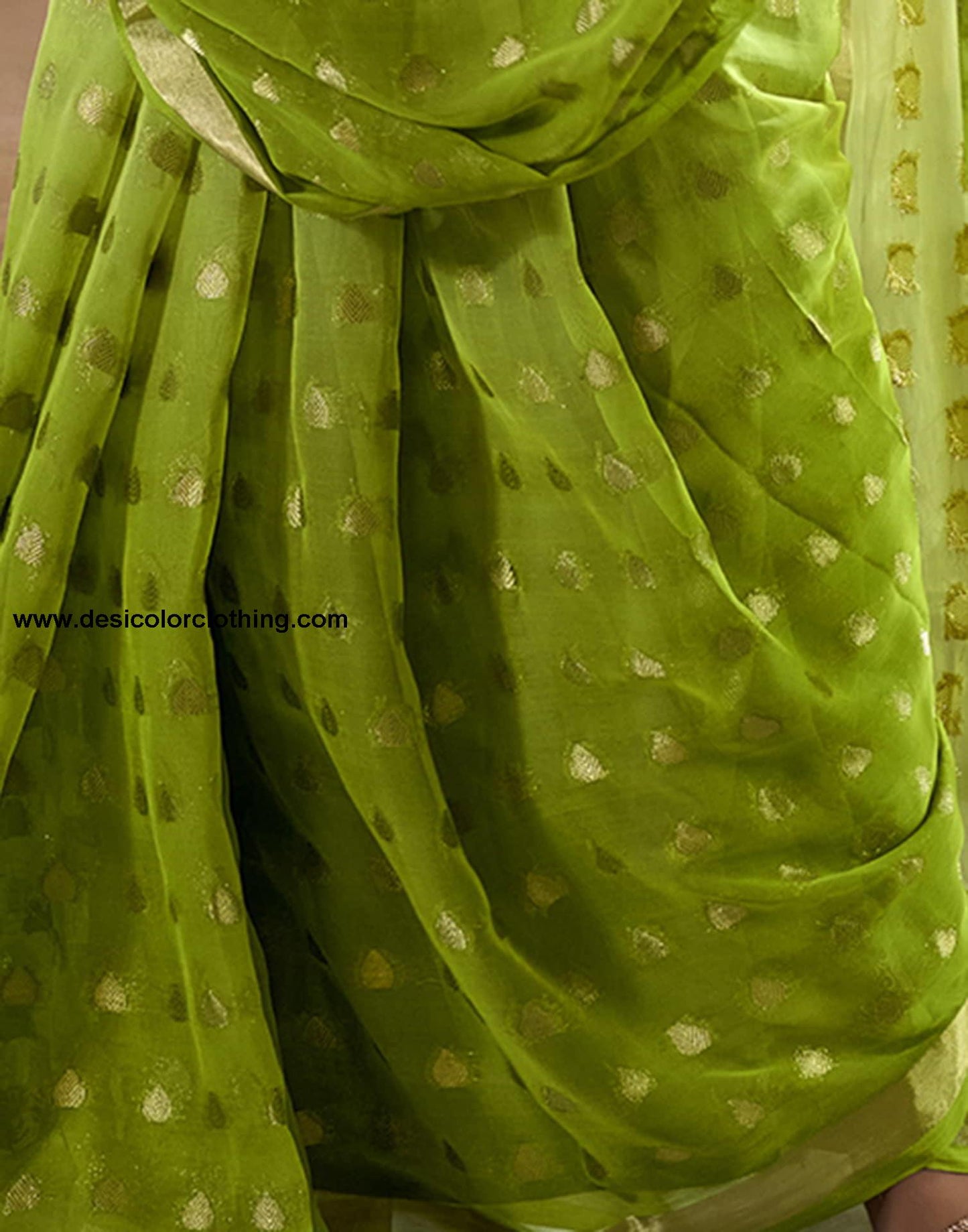 Green Banarasi Georgette Woven Saree