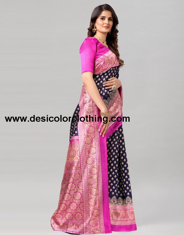 Pink Coloured Poly Silk Printed Saree | SLV2225S728