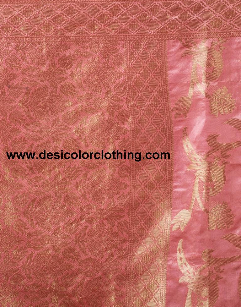 Dusty Pink Organza Woven Saree