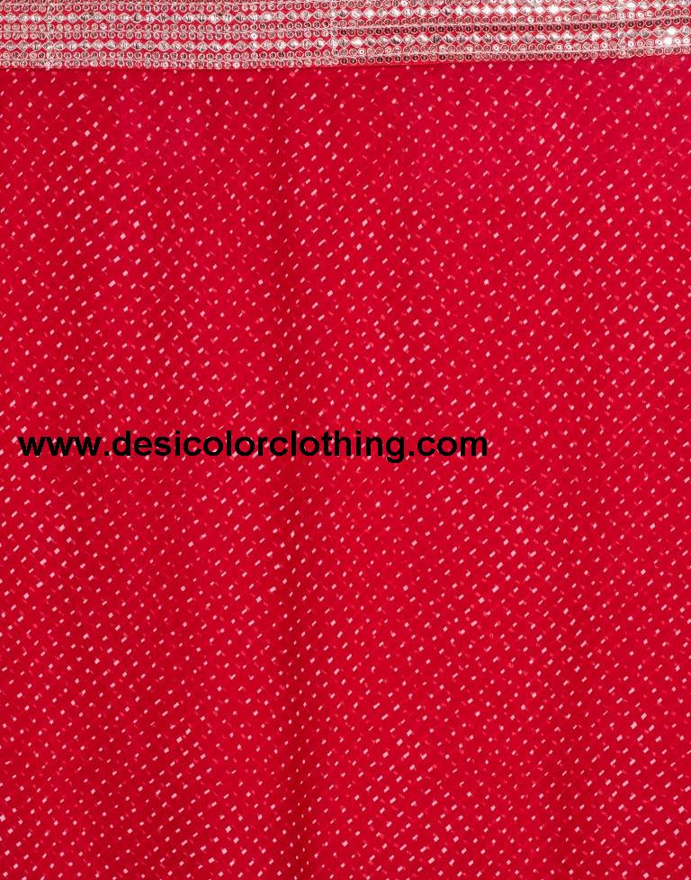 Deep Red Georgette Embroidery Saree