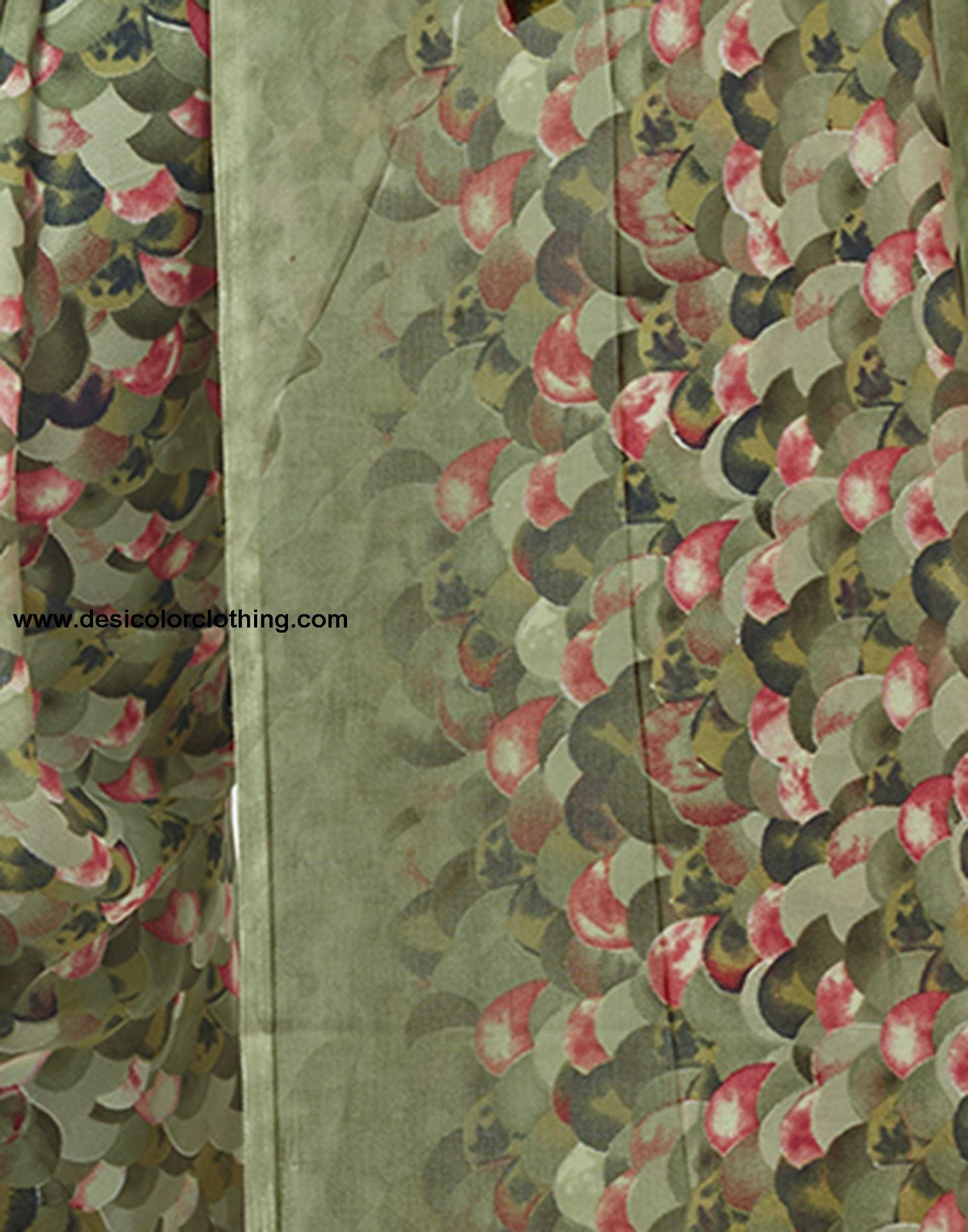Olive Green Printed Georgette Saree