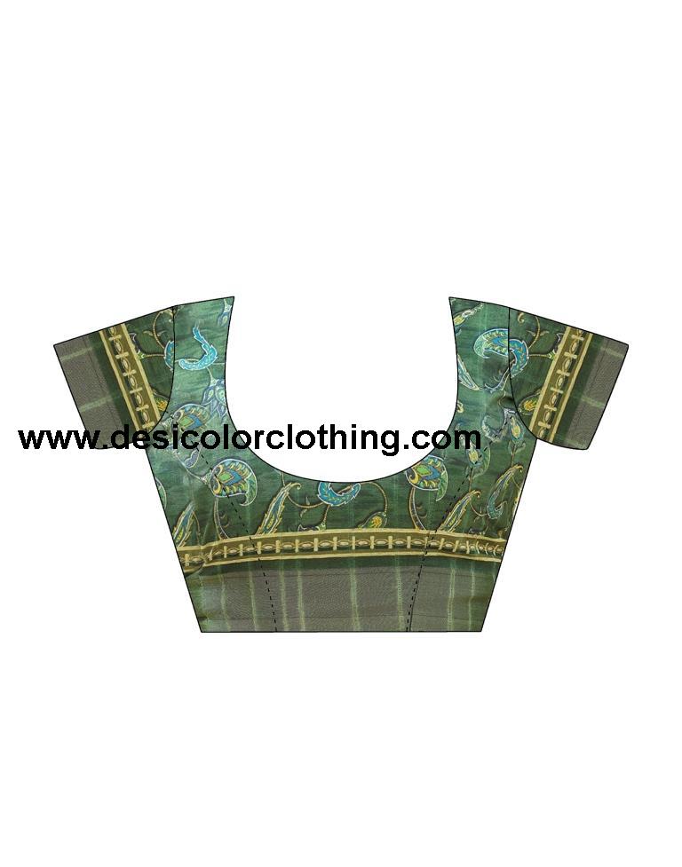 Dark Green Silk Printed Sarees