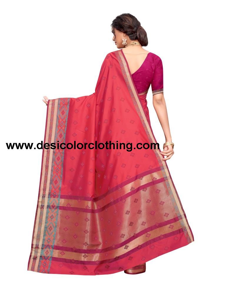 Pink Coloured Poly Silk Jacquard Partywear saree