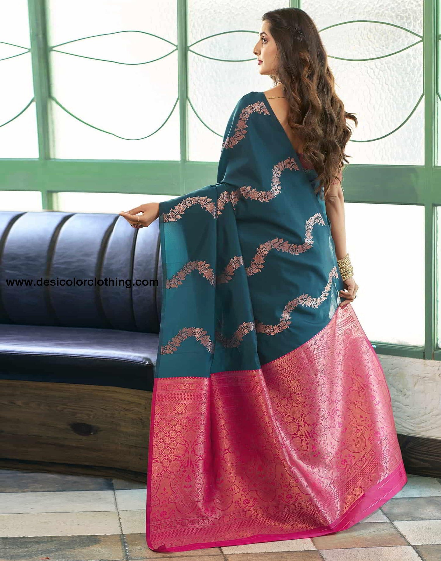 Blue Banarasi Silk Woven Saree