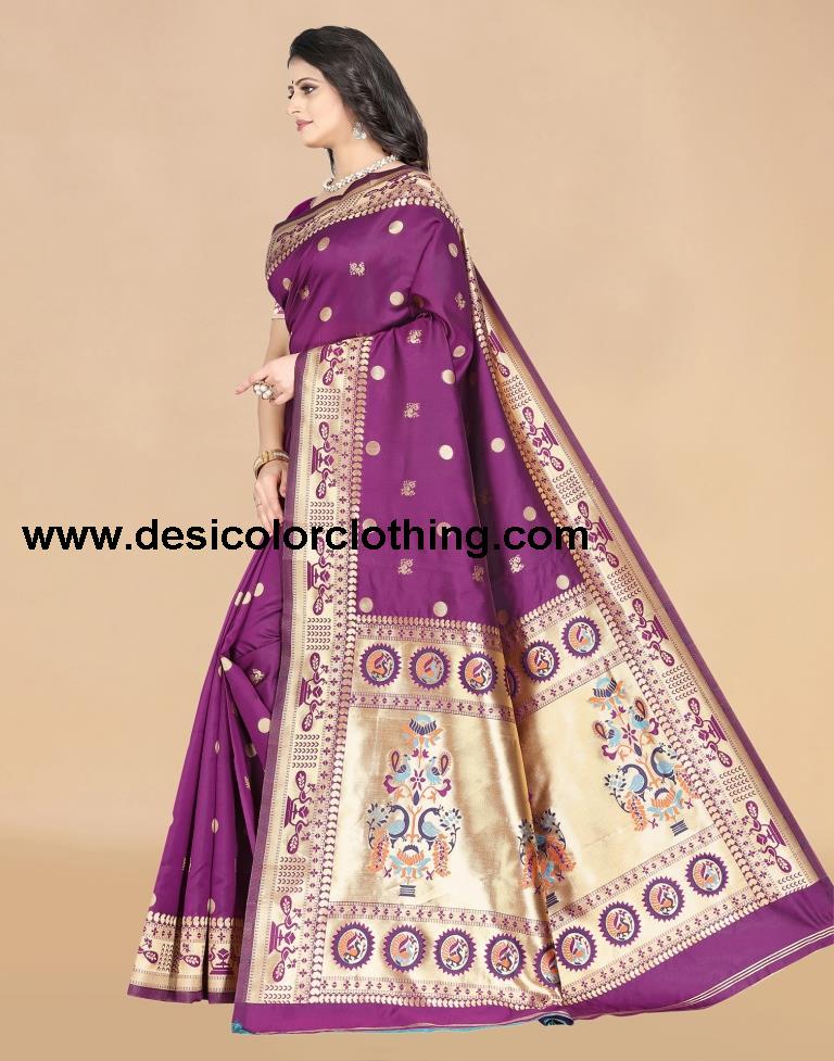 Purple Paithani Silk Saree