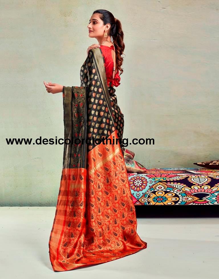 Black Silk Woven Saree