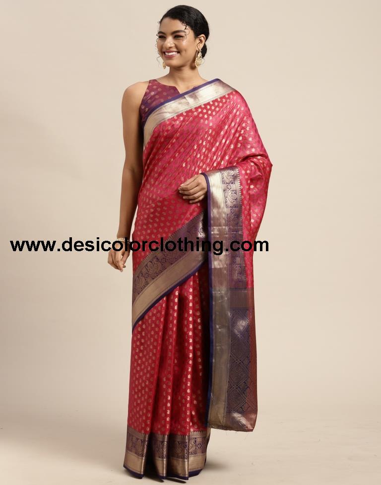Dark Pink Silk Saree