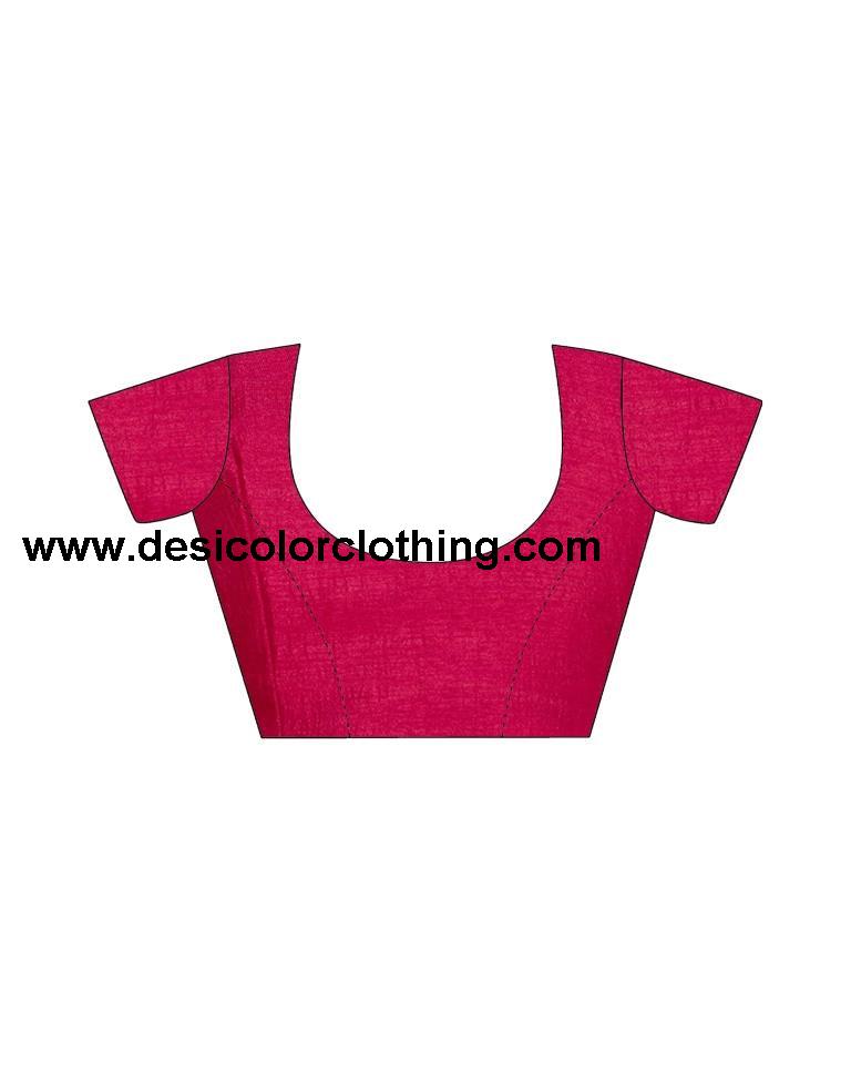 Dark Pink Plain Silk Saree