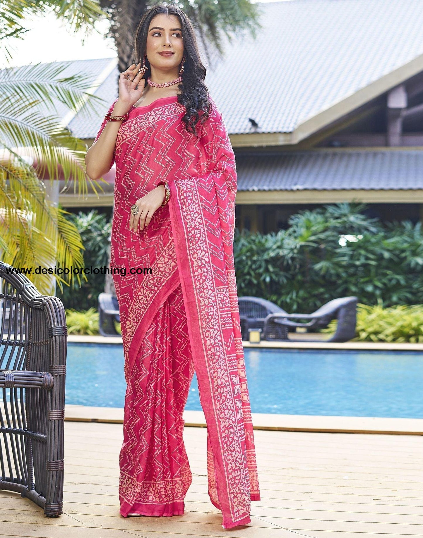 Blush Pink Printed Cotton Pre-Draped Saree