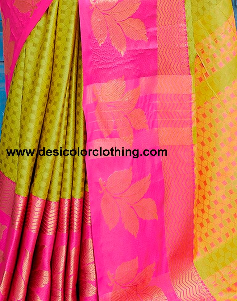 Yellow Silk Woven Saree