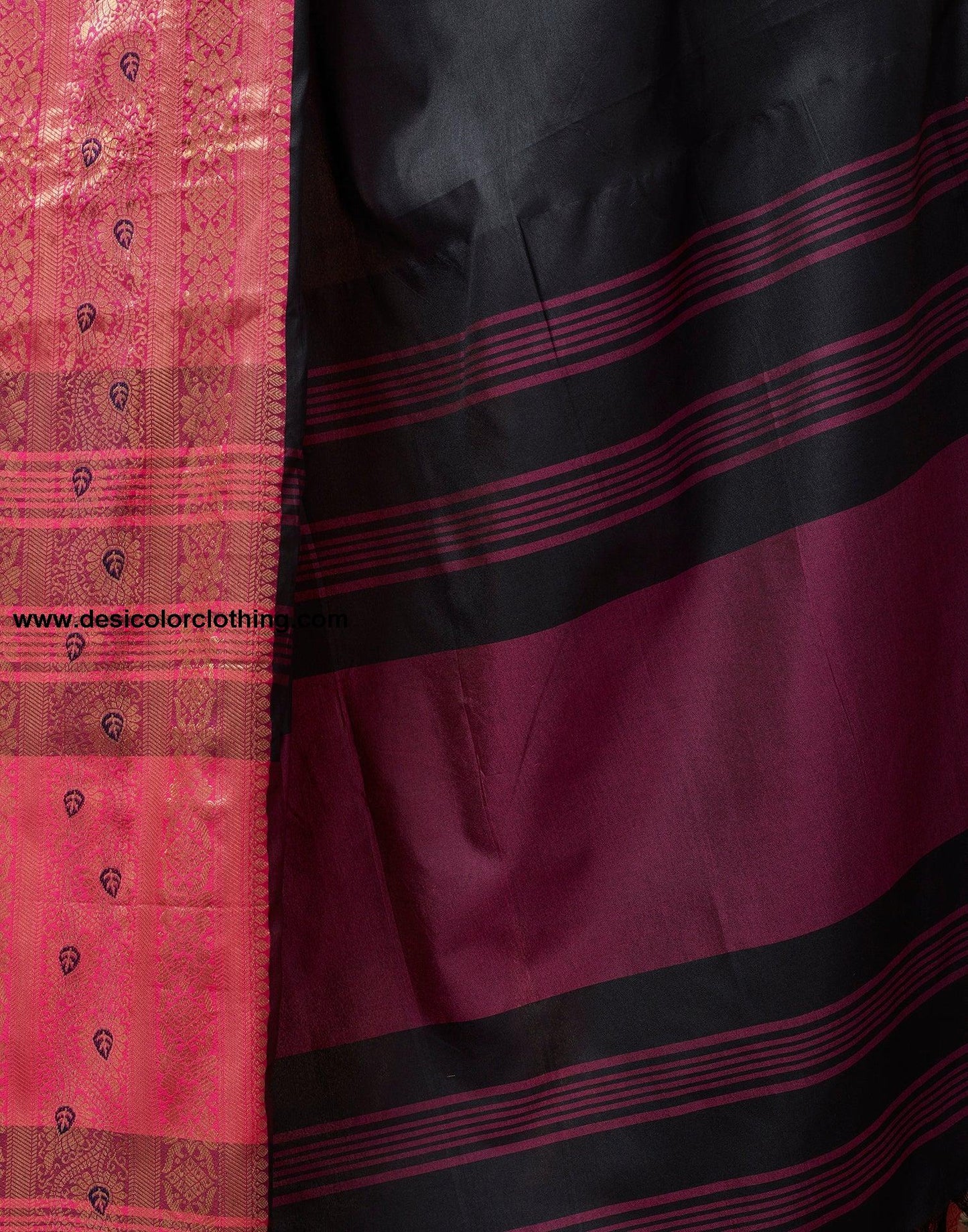 Black Silk Plain Saree