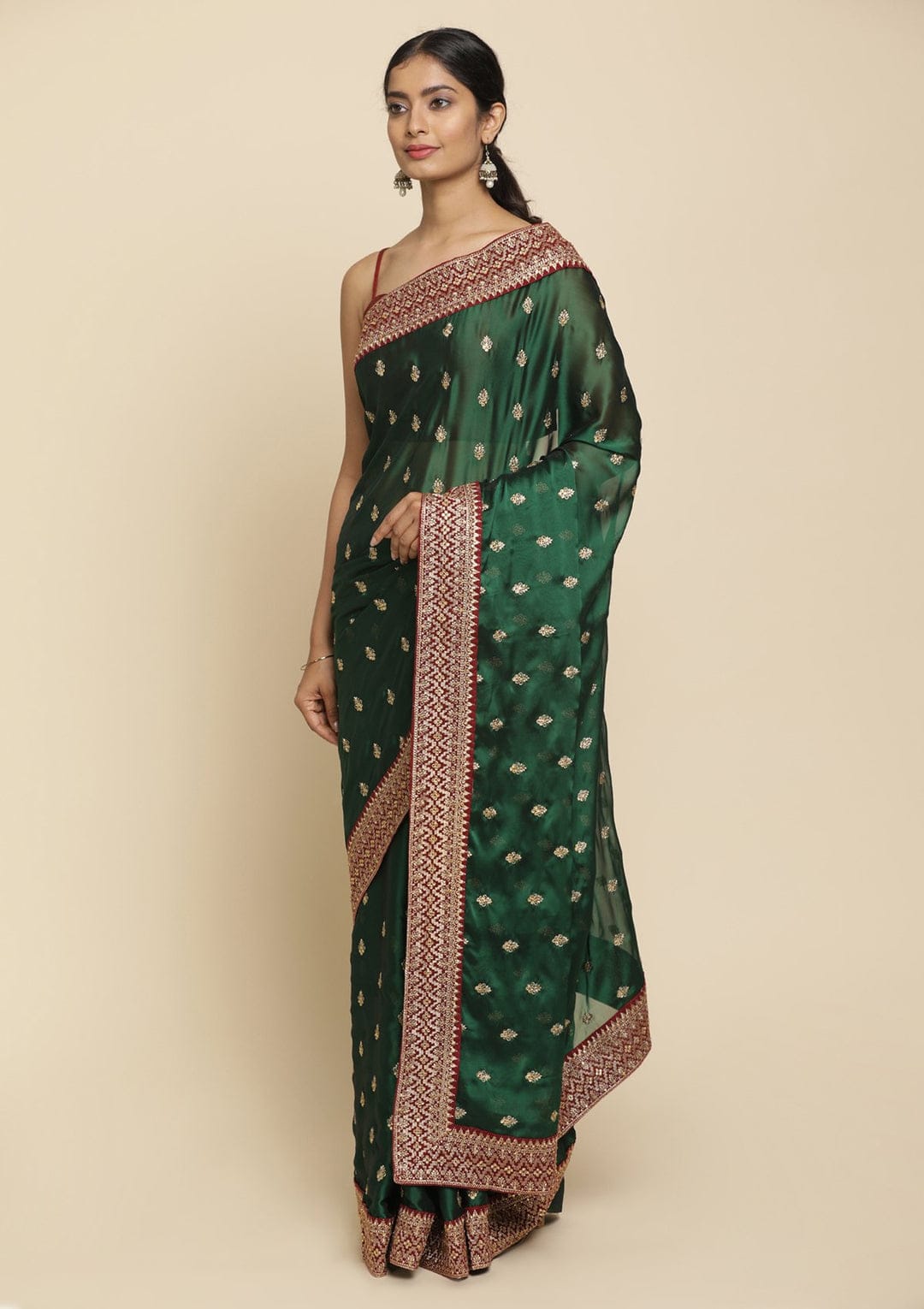 Soft Rich Pure Black Rangoli Silk