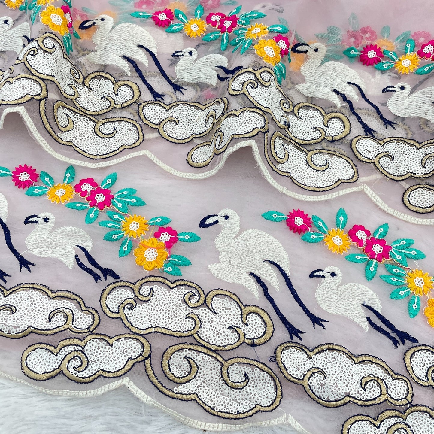 Product Image - Elegant Seqwance and Thread Work Soft Orgenza Saree