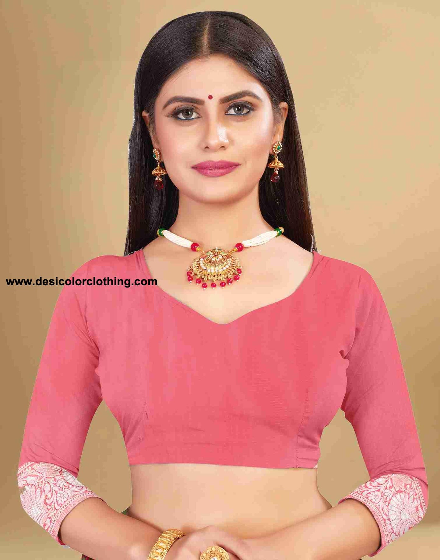 Pink Cotton Plain Saree