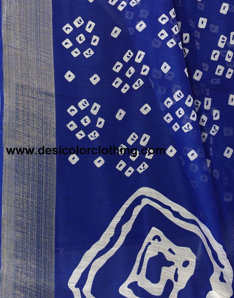 Blue Cotton Bandhani Saree | 1985S481