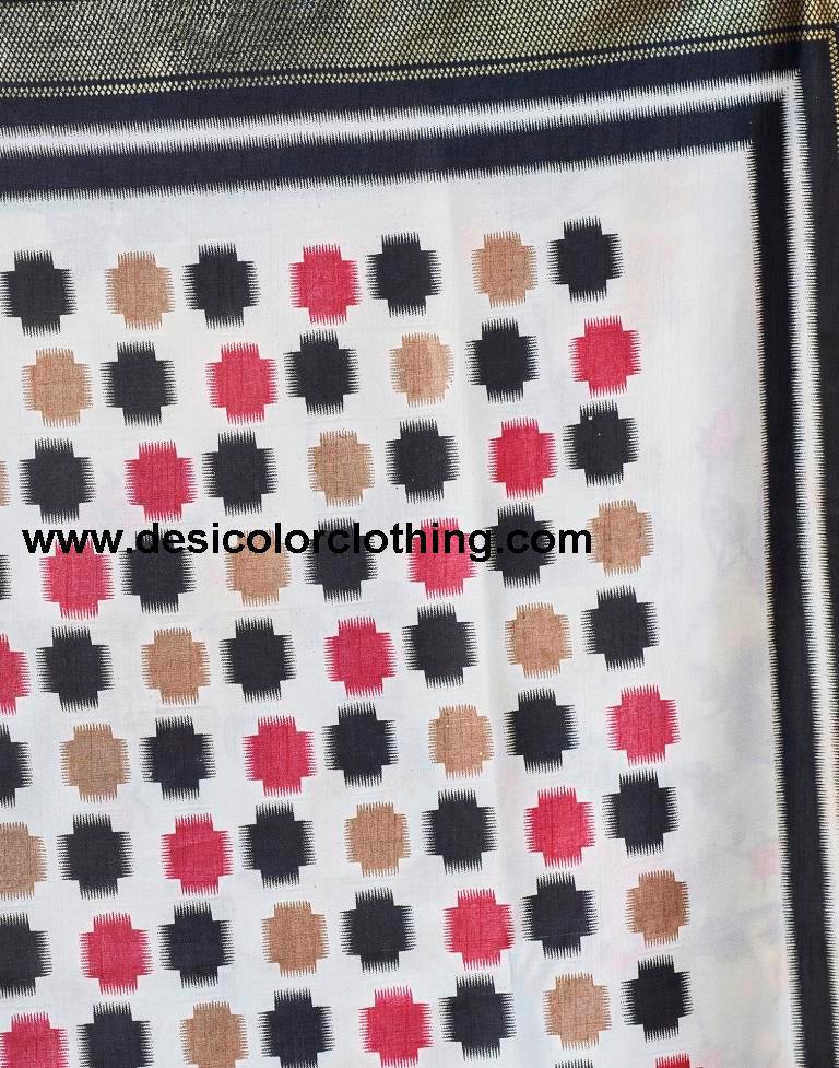 Cream Silk Printed Saree